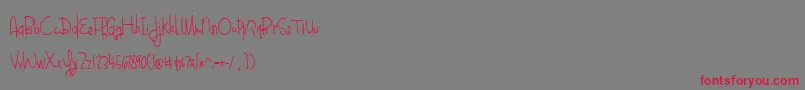 フォントBmdBlueberryOatmealRegular – 赤い文字の灰色の背景