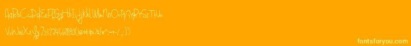 BmdBlueberryOatmealRegular-Schriftart – Gelbe Schriften auf orangefarbenem Hintergrund