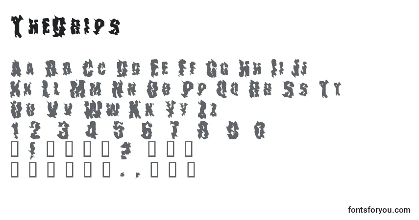 Шрифт TheDrips – алфавит, цифры, специальные символы