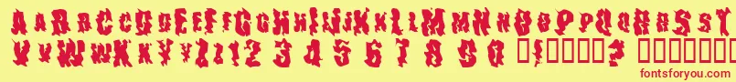 Fonte TheDrips – fontes vermelhas em um fundo amarelo
