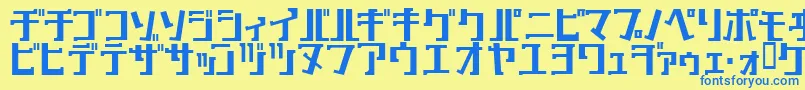 フォントKeyBold – 青い文字が黄色の背景にあります。