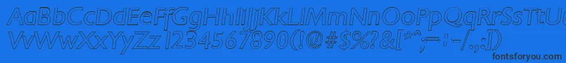 Шрифт ChantillyoutlineItalic – чёрные шрифты на синем фоне