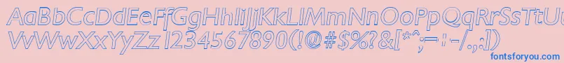 ChantillyoutlineItalic-Schriftart – Blaue Schriften auf rosa Hintergrund