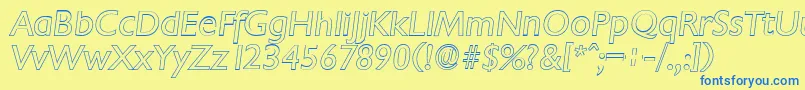 ChantillyoutlineItalic Font – Blue Fonts on Yellow Background