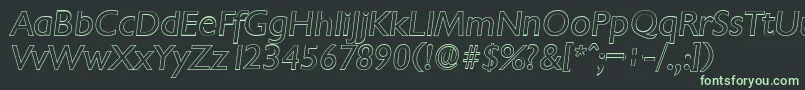 フォントChantillyoutlineItalic – 黒い背景に緑の文字