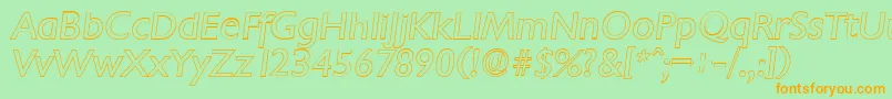 ChantillyoutlineItalic-Schriftart – Orangefarbene Schriften auf grünem Hintergrund