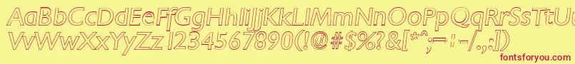 ChantillyoutlineItalic-Schriftart – Rote Schriften auf gelbem Hintergrund