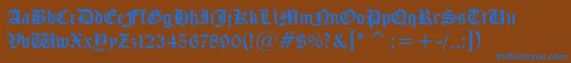 CloisterBlackBt-Schriftart – Blaue Schriften auf braunem Hintergrund