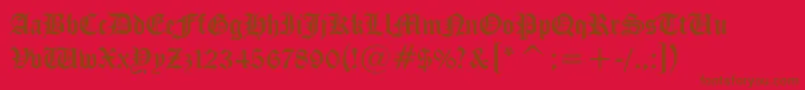 CloisterBlackBt-Schriftart – Braune Schriften auf rotem Hintergrund