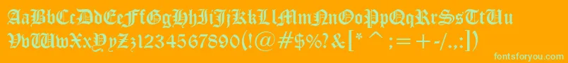 Fonte CloisterBlackBt – fontes verdes em um fundo laranja