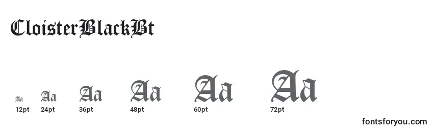 CloisterBlackBt Font Sizes