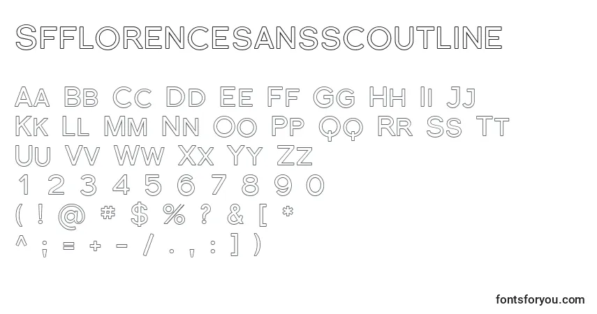 A fonte Sfflorencesansscoutline – alfabeto, números, caracteres especiais