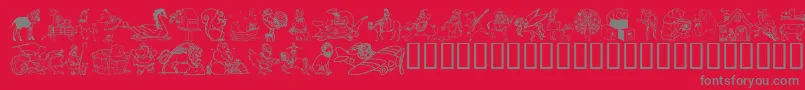 フォントDingd – 赤い背景に灰色の文字