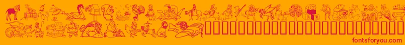 フォントDingd – オレンジの背景に赤い文字