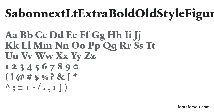A fonte SabonnextLtExtraBoldOldStyleFigures – alfabeto, números, caracteres especiais