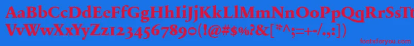 SabonnextLtExtraBoldOldStyleFigures Font – Red Fonts on Blue Background