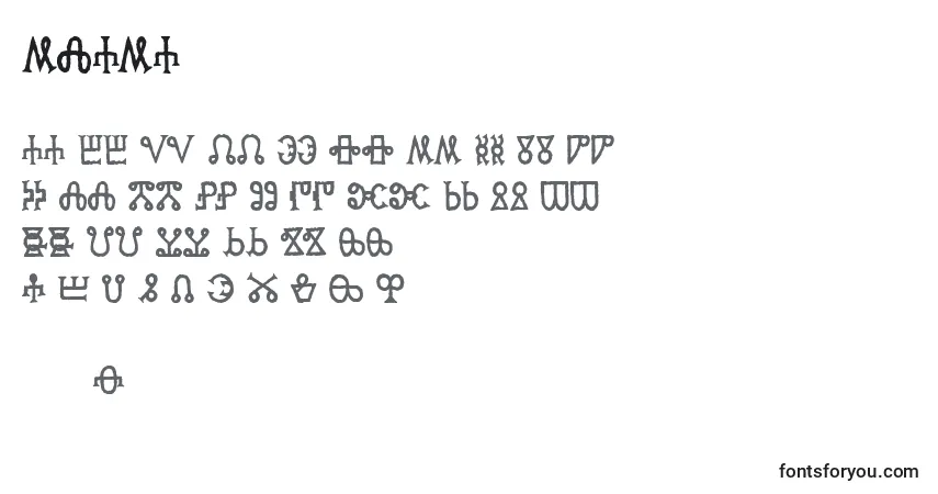 A fonte Glaga – alfabeto, números, caracteres especiais