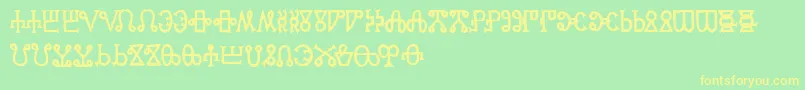 フォントGlaga – 黄色の文字が緑の背景にあります