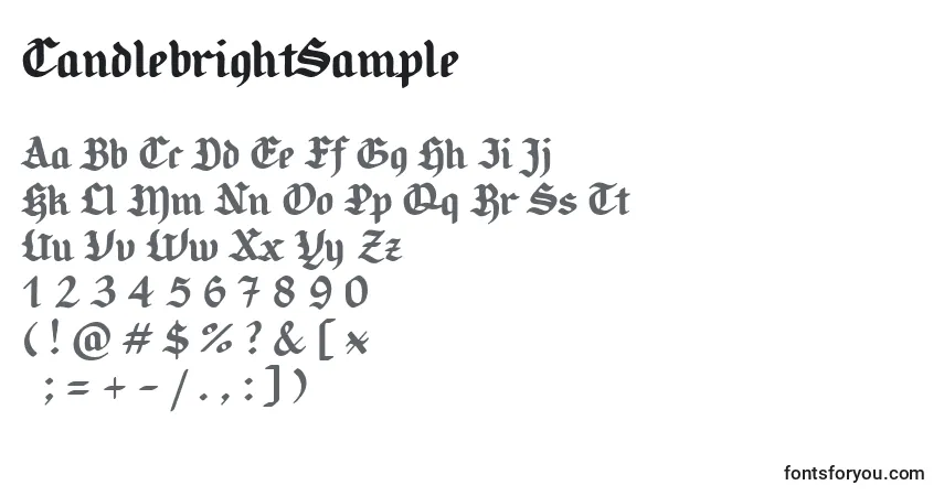 Schriftart CandlebrightSample – Alphabet, Zahlen, spezielle Symbole
