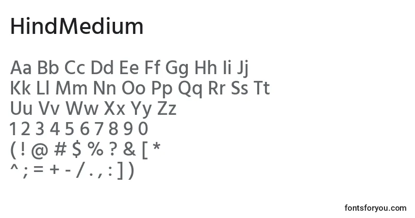 Czcionka HindMedium – alfabet, cyfry, specjalne znaki