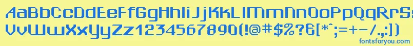 フォントSheilaRegular – 青い文字が黄色の背景にあります。