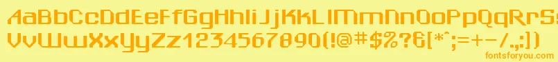 SheilaRegular-Schriftart – Orangefarbene Schriften auf gelbem Hintergrund