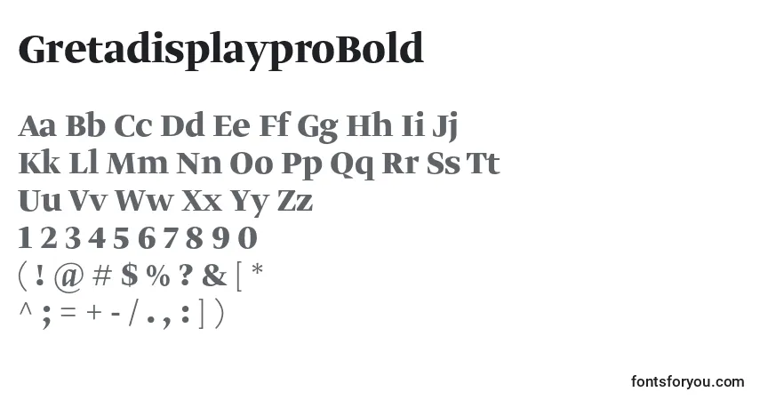 Czcionka GretadisplayproBold – alfabet, cyfry, specjalne znaki