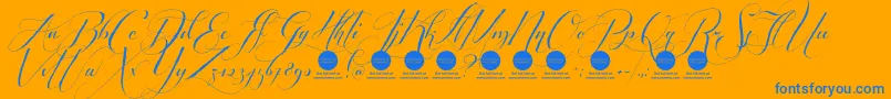 PersonaluseShippedgoods2-Schriftart – Blaue Schriften auf orangefarbenem Hintergrund