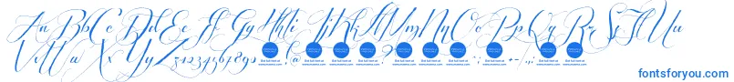 PersonaluseShippedgoods2-Schriftart – Blaue Schriften auf weißem Hintergrund