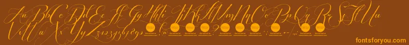 PersonaluseShippedgoods2-Schriftart – Orangefarbene Schriften auf braunem Hintergrund