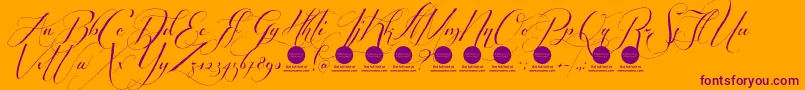 PersonaluseShippedgoods2-Schriftart – Violette Schriften auf orangefarbenem Hintergrund