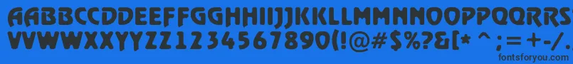 ARewindertitulrghBold-Schriftart – Schwarze Schriften auf blauem Hintergrund