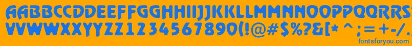 フォントARewindertitulrghBold – オレンジの背景に青い文字