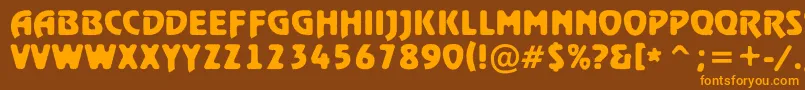 フォントARewindertitulrghBold – オレンジ色の文字が茶色の背景にあります。