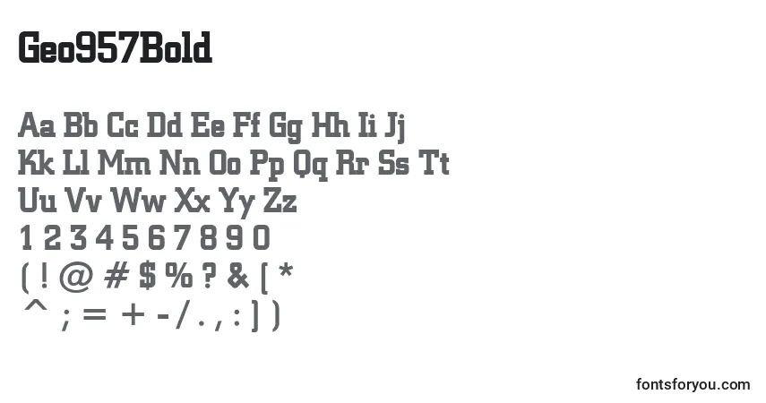 A fonte Geo957Bold – alfabeto, números, caracteres especiais