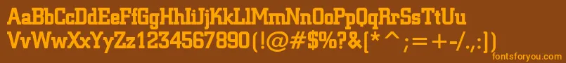 フォントGeo957Bold – オレンジ色の文字が茶色の背景にあります。