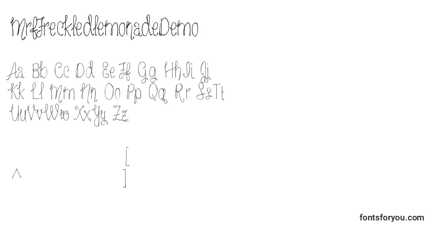 Czcionka MrfFreckledlemonadeDemo – alfabet, cyfry, specjalne znaki