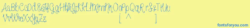 MrfFreckledlemonadeDemo-Schriftart – Blaue Schriften auf gelbem Hintergrund