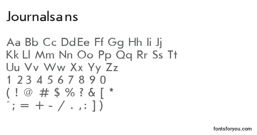 Czcionka Journalsans – alfabet, cyfry, specjalne znaki