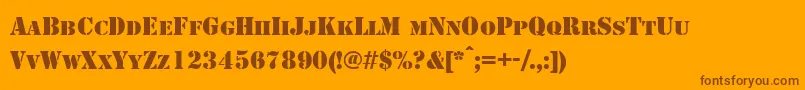 Shablonctt-Schriftart – Braune Schriften auf orangefarbenem Hintergrund