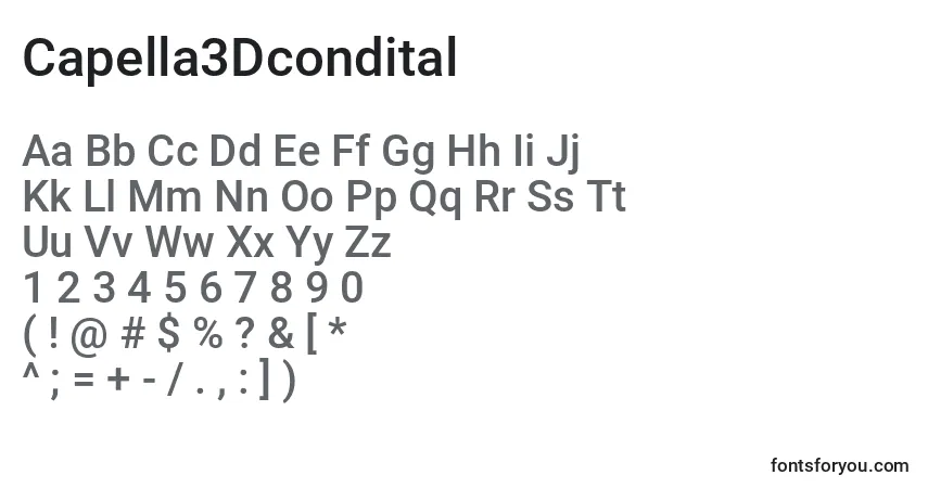 Capella3Dcondital-fontti – aakkoset, numerot, erikoismerkit