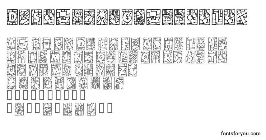 Schriftart DfStainedGlassttItc – Alphabet, Zahlen, spezielle Symbole