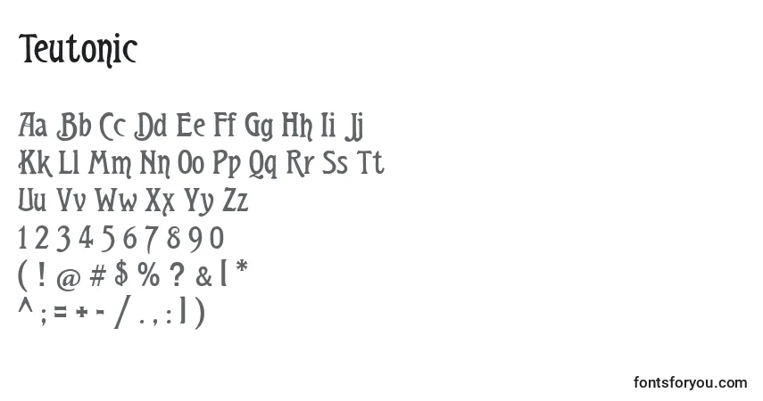 Teutonic-fontti – aakkoset, numerot, erikoismerkit