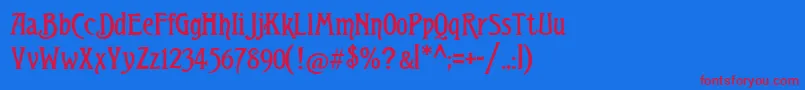 Teutonic Font – Red Fonts on Blue Background
