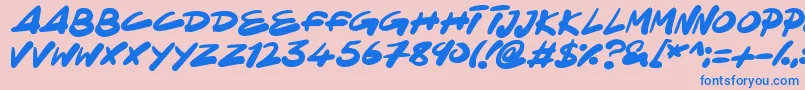 フォントNinjaNote – ピンクの背景に青い文字