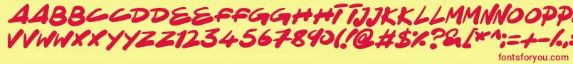 NinjaNote Font – Red Fonts on Yellow Background