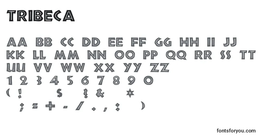 Schriftart Tribeca – Alphabet, Zahlen, spezielle Symbole