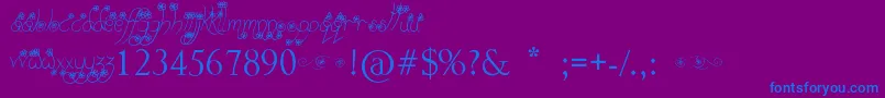 フォントWayGardens – 紫色の背景に青い文字