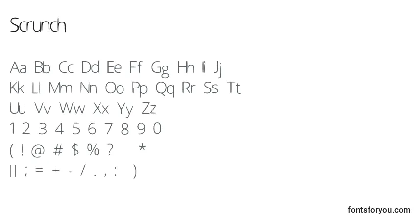 Шрифт Scrunch – алфавит, цифры, специальные символы
