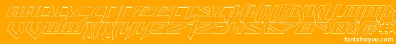 Snubfighteroi-Schriftart – Weiße Schriften auf orangefarbenem Hintergrund